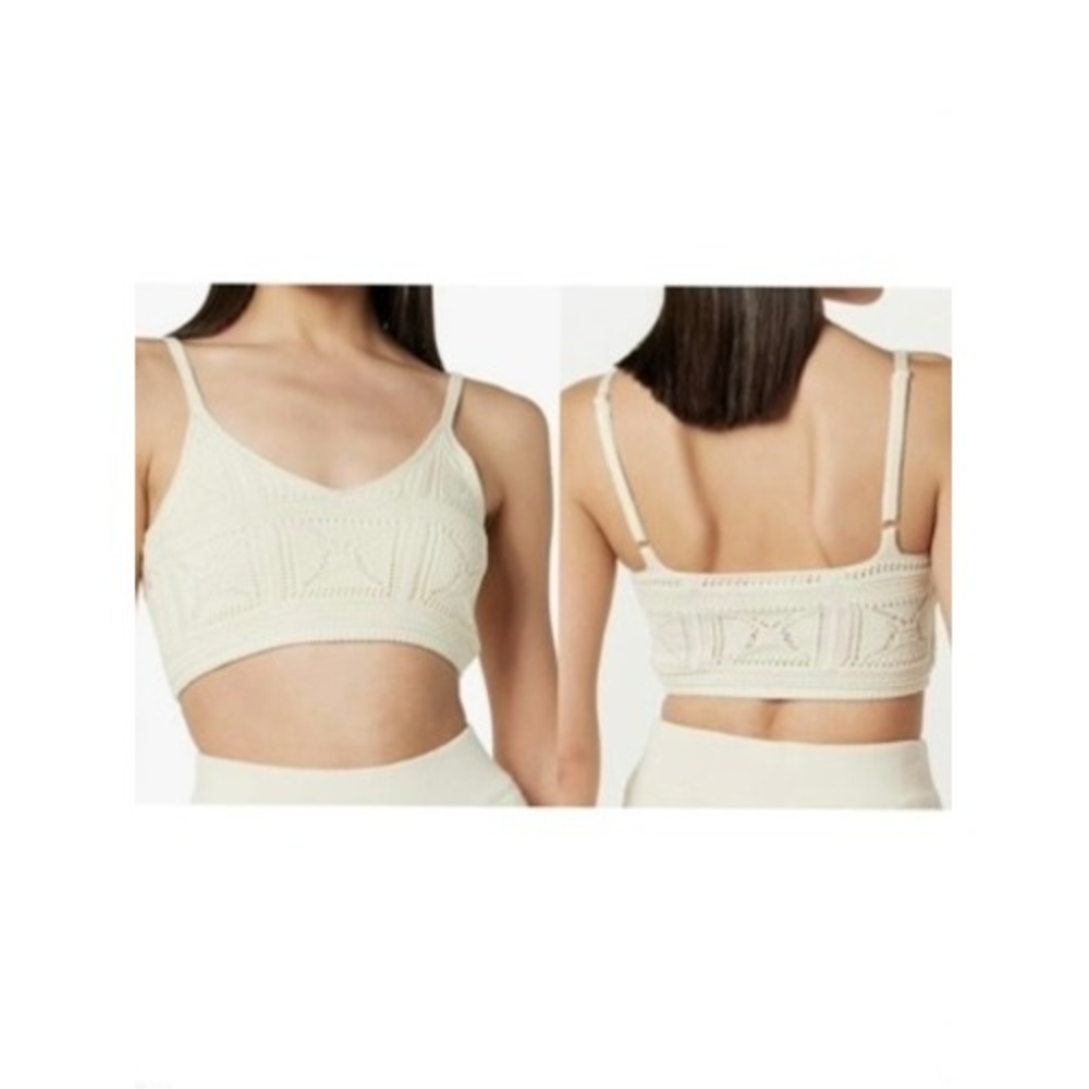 The Drop Diza Crochet Knit Bralette Crop Top Large Cotton Pointelle Large NWOT